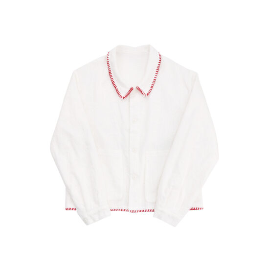 PAISLEY LACE COTTON WORK SHORT JACKET-WH