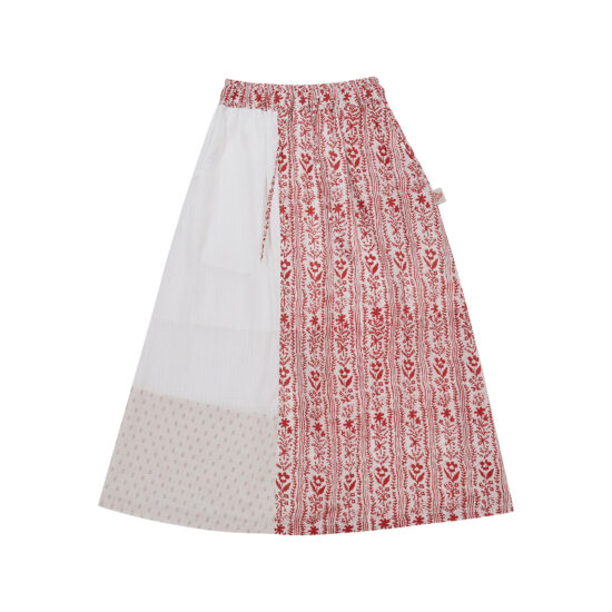 PATCHWORK SKIRT-RD.WH