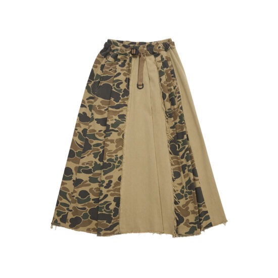 DUCK CAMO PATCHWORK BUCKLE CIRCLE SKIRT-BG