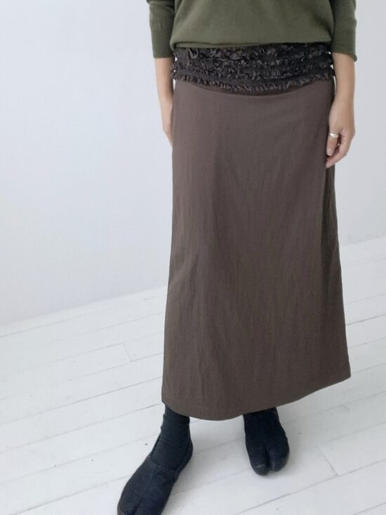 FRILL WAIST SKIRT (BROWN)